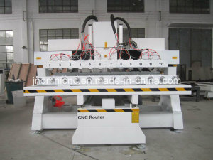 4 Axis Multi-Heads Table Moving with Rotary Axis CNC Router